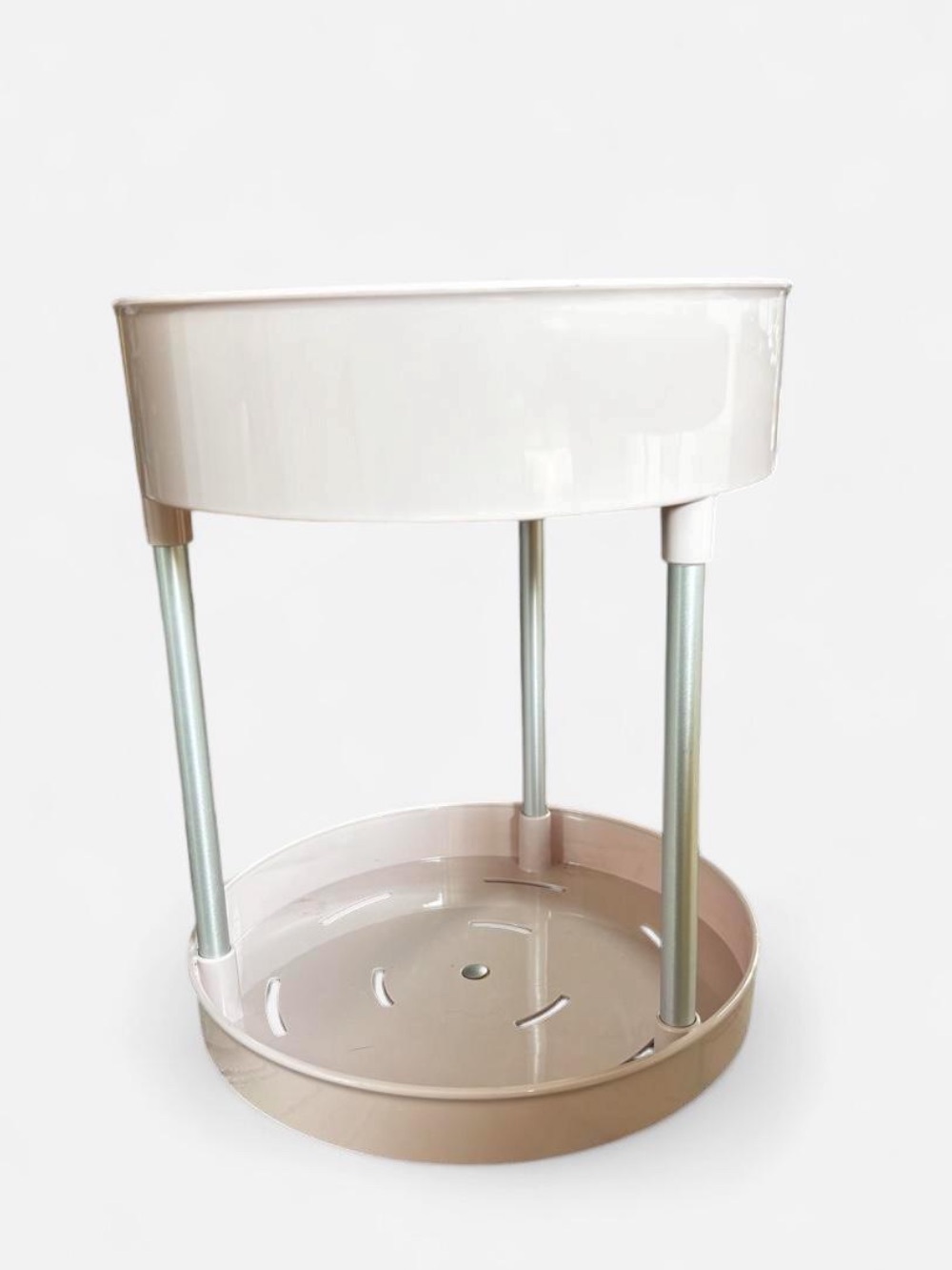 Blush & silver Two-Tier Bathroom Organizer Stand lazy Susan